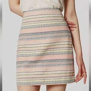 Ann Taylor LOFT Shift Pencil Skirt Pastel Aztec Stripe Design‎ Size 12